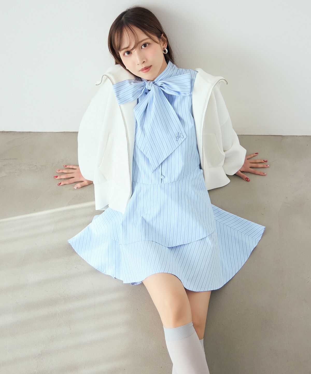 アンドクチュール「ロゴ刺繍ボンディングZIPパーカー」|パーカー|