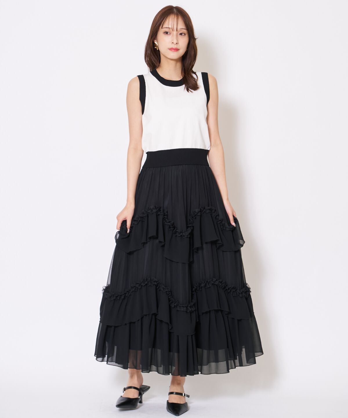 アンドクチュール「バイカラーニットアンサンブル」|カーディガン|