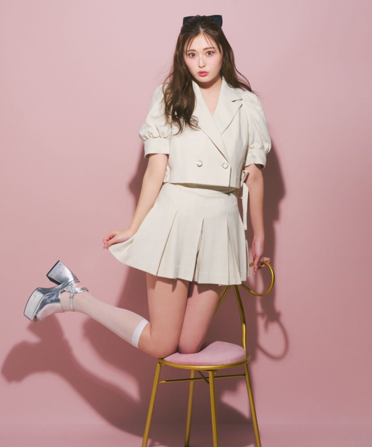 REDYAZEL「サイドレースアップ半袖ショートジャケット」|テーラードジャケット|