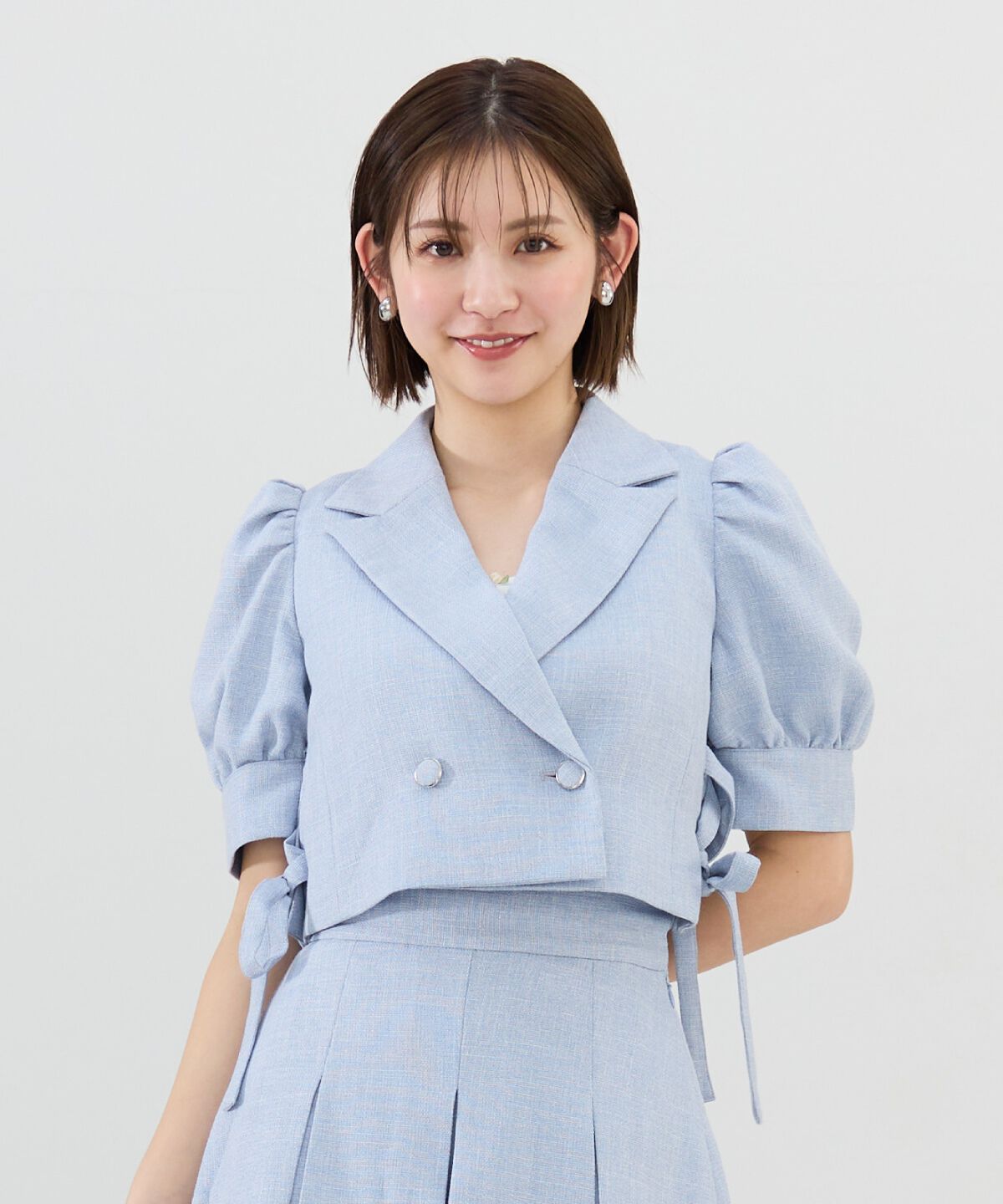 REDYAZEL「サイドレースアップ半袖ショートジャケット」|テーラードジャケット|