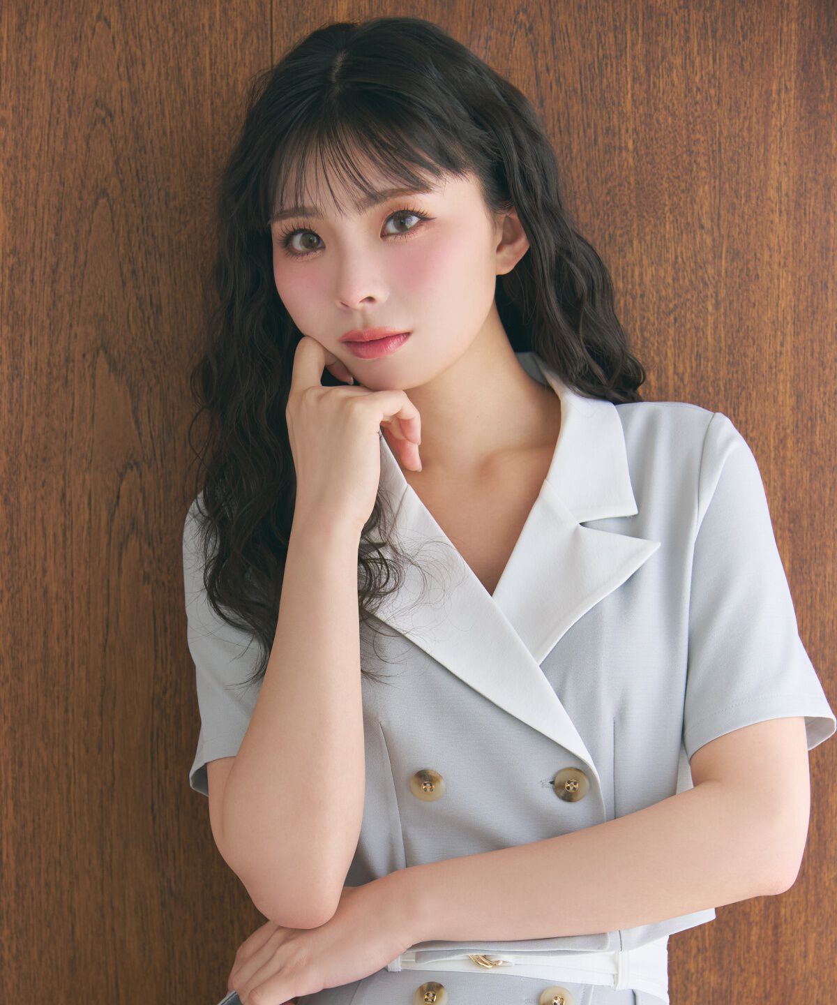 REDYAZEL「バイカラー半袖ショートジャケット」|テーラードジャケット|