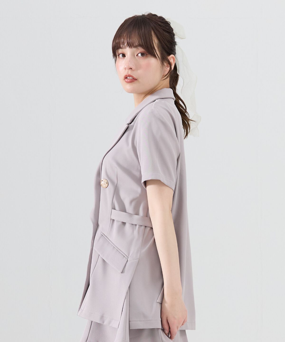 REDYAZEL「サイドベルト半袖ダブルジャケット」|テーラードジャケット|