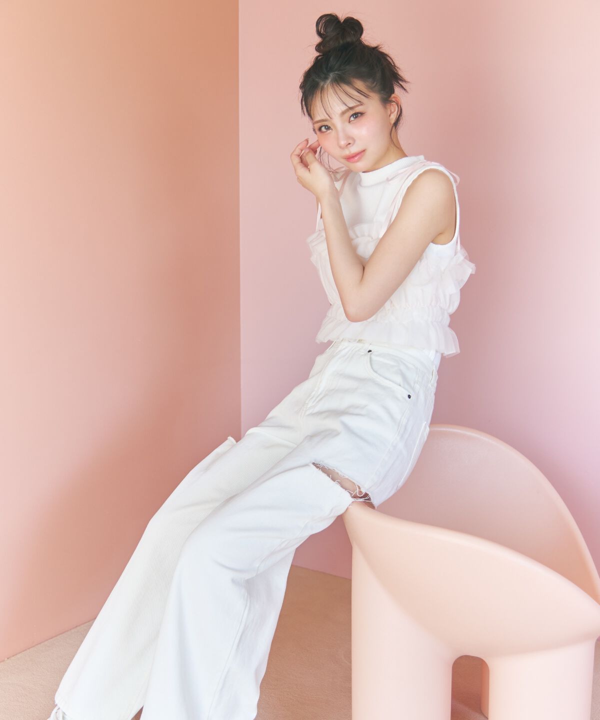 REDYAZEL「サイドダメージワイドパンツ」|デニム|