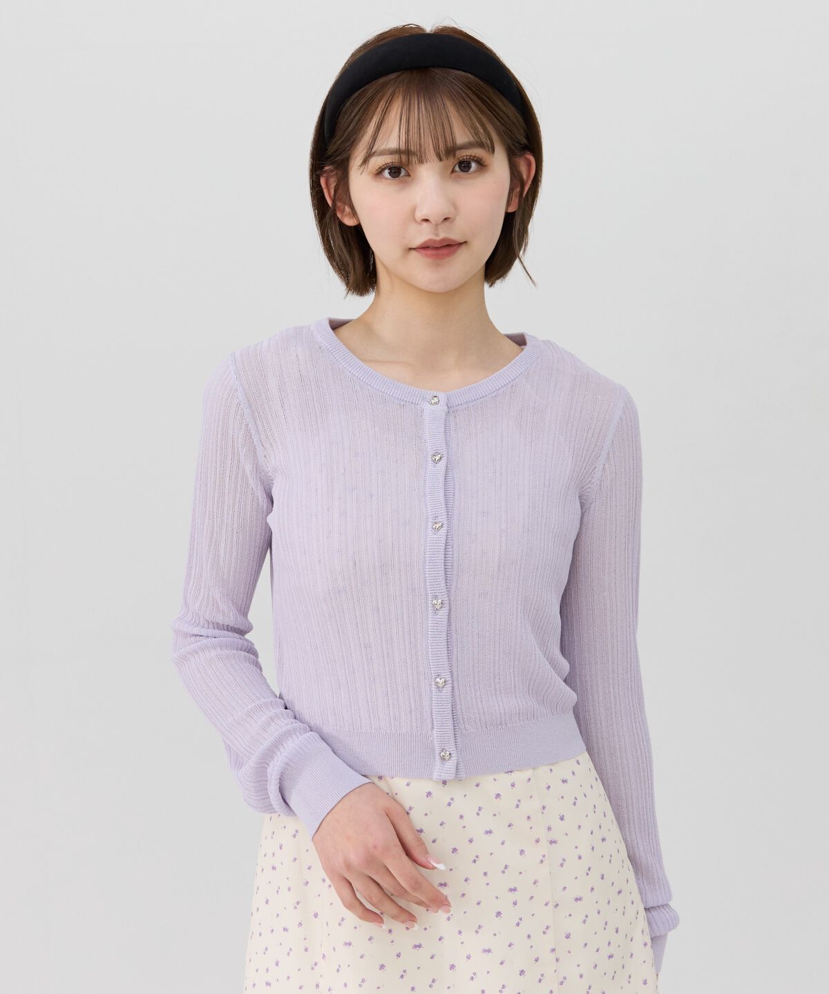 REDYAZEL「ハートボタンシアーカーディガン」|カーディガン|