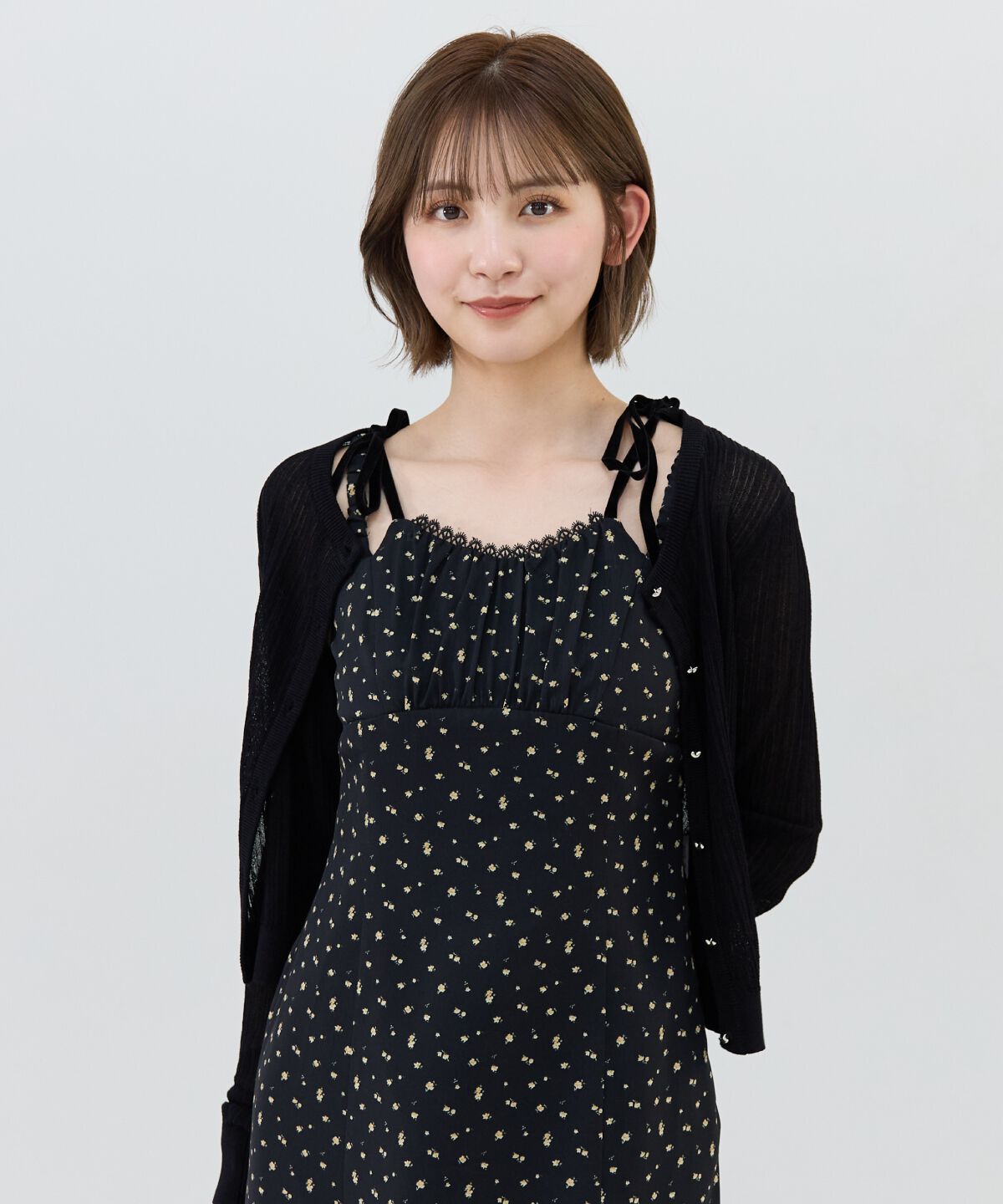 REDYAZEL「ハートボタンシアーカーディガン」|カーディガン|ブラック