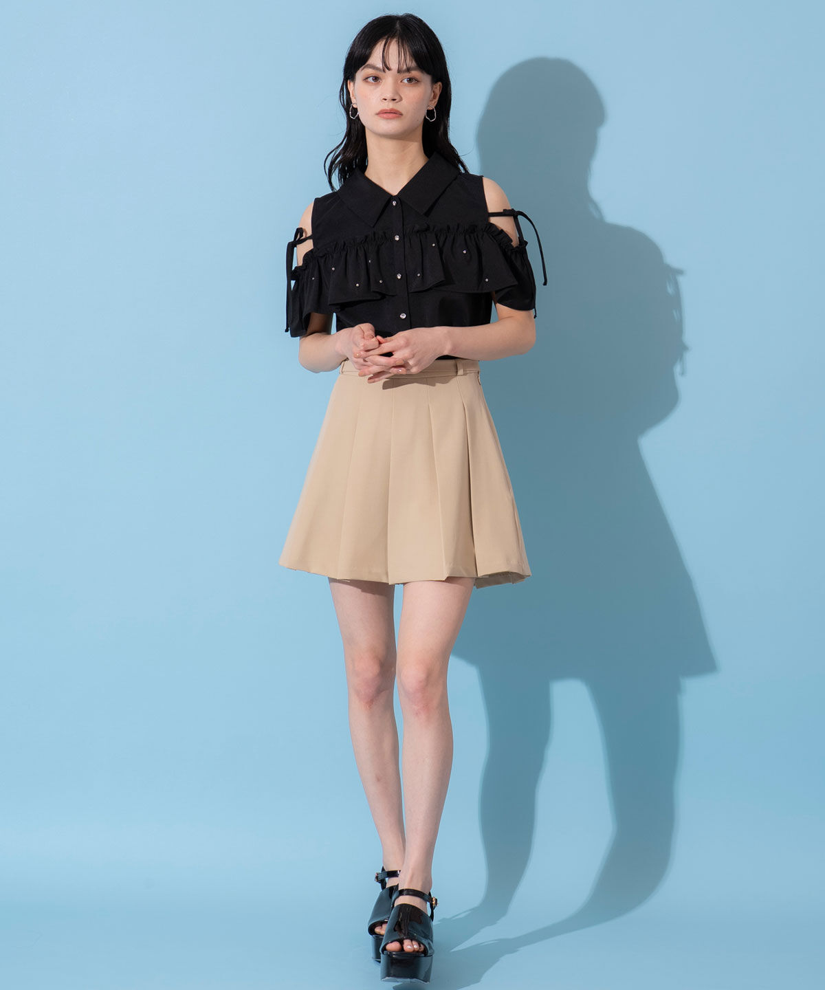 REDYAZEL「プリーツスカートルックショートパンツ」|キュロット|