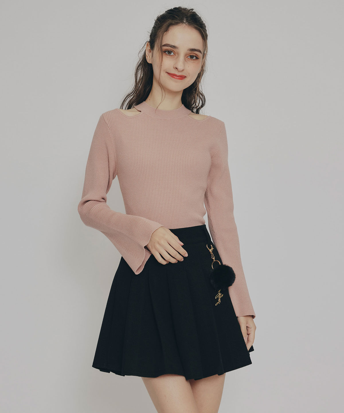 REDYAZEL「カットアウトリブニットトップス」|ニット・セーター|