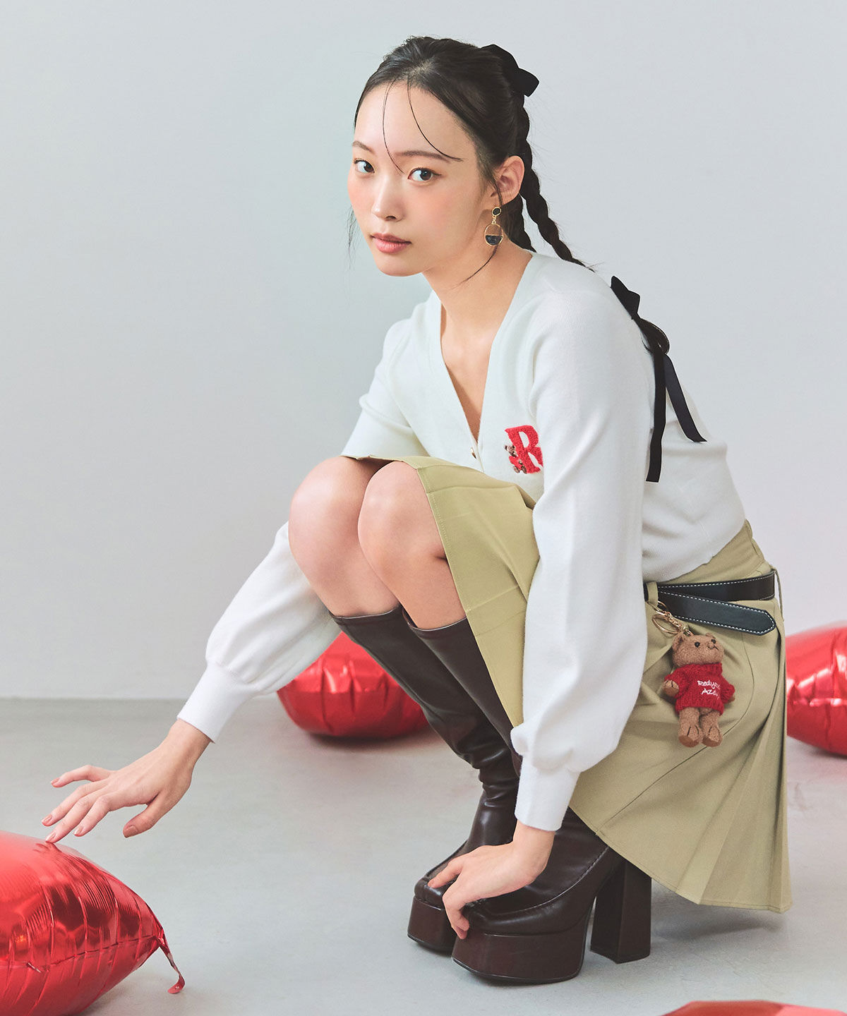 REDYAZEL「AzelyハートVネックカーディガン」|カーディガン|