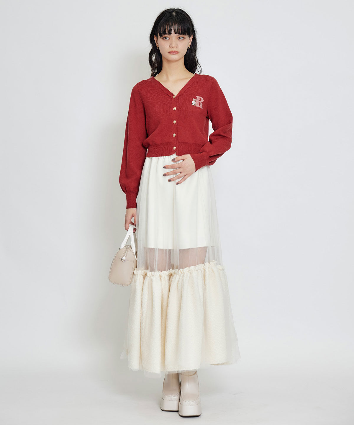 REDYAZEL「AzelyハートVネックカーディガン」|カーディガン|