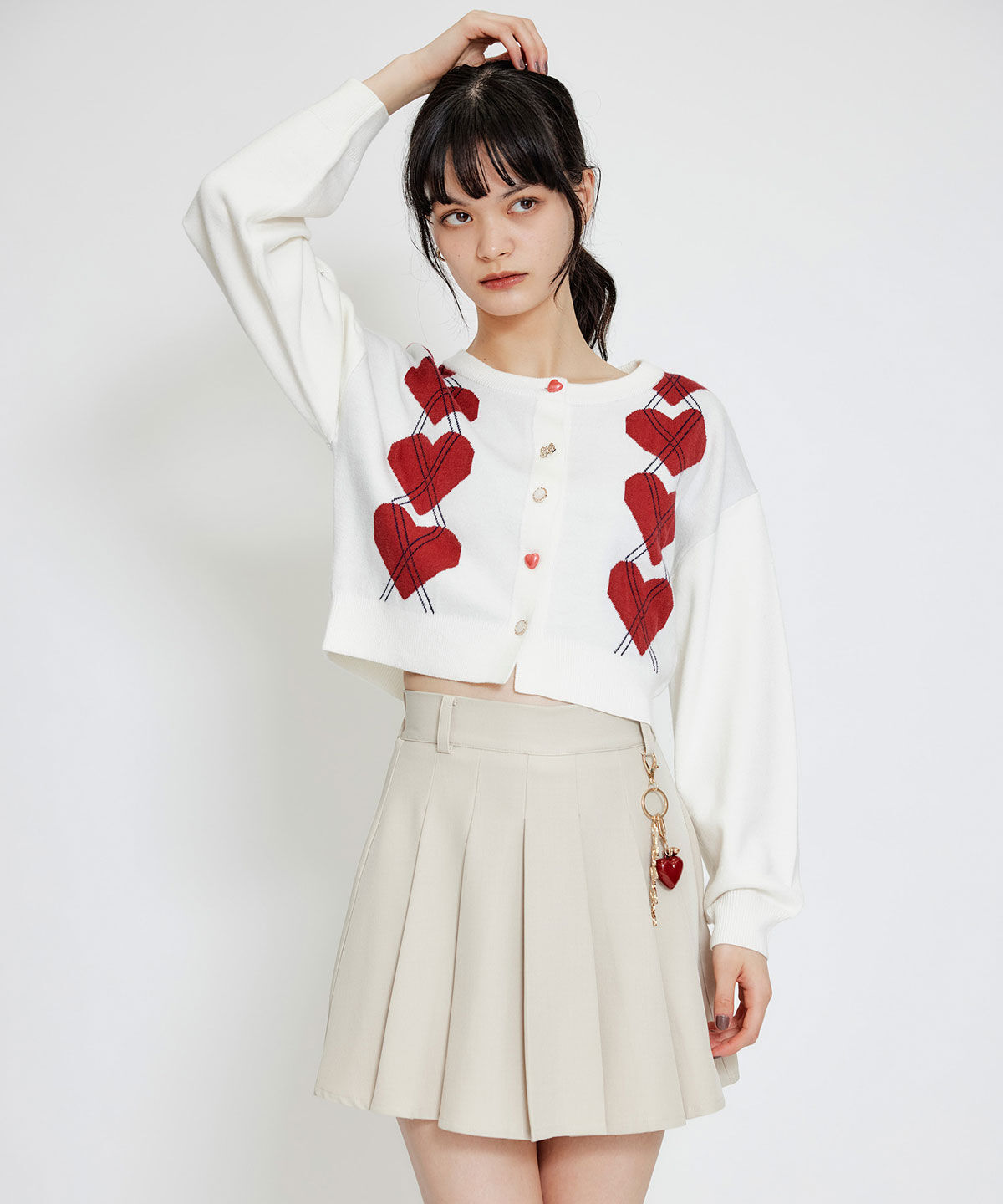 REDYAZEL「Love Me Heart アーガイルニットカーディガン」|カーディガン|