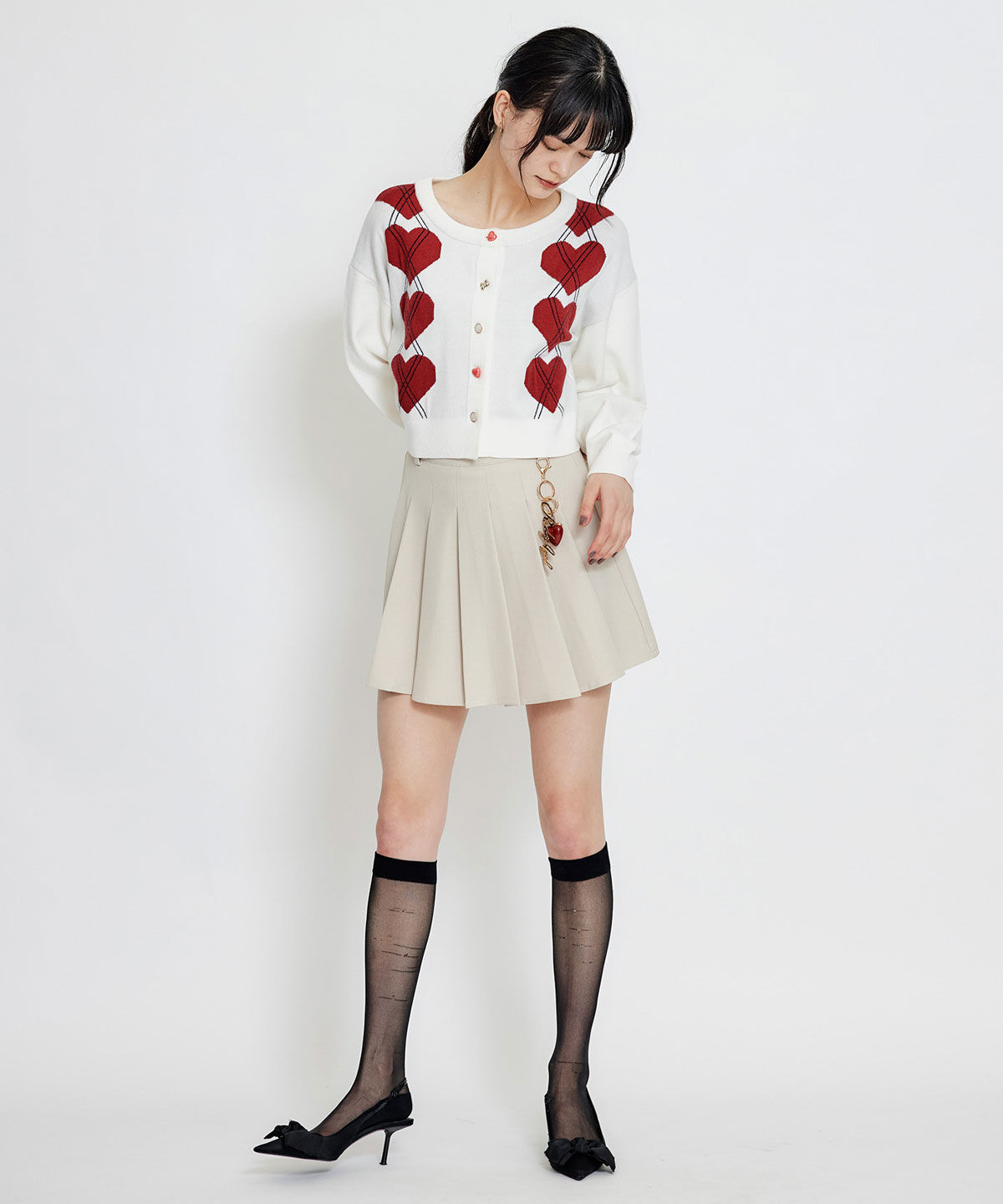 REDYAZEL「Love Me Heart アーガイルニットカーディガン」|カーディガン|