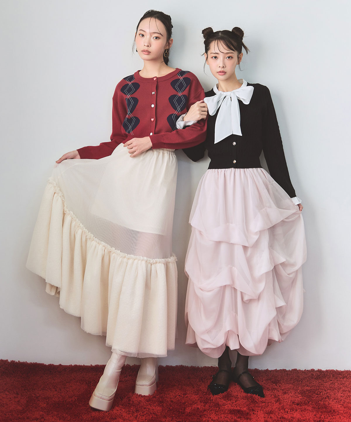 REDYAZEL「Love Me Heart アーガイルニットカーディガン」|カーディガン|