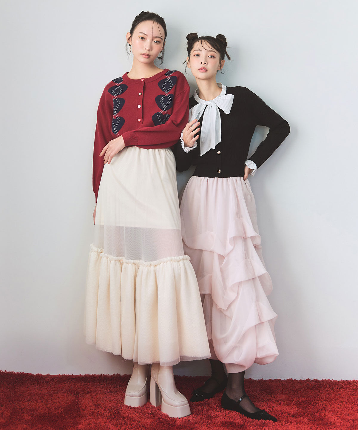 REDYAZEL「Love Me Heart アーガイルニットカーディガン」|カーディガン|