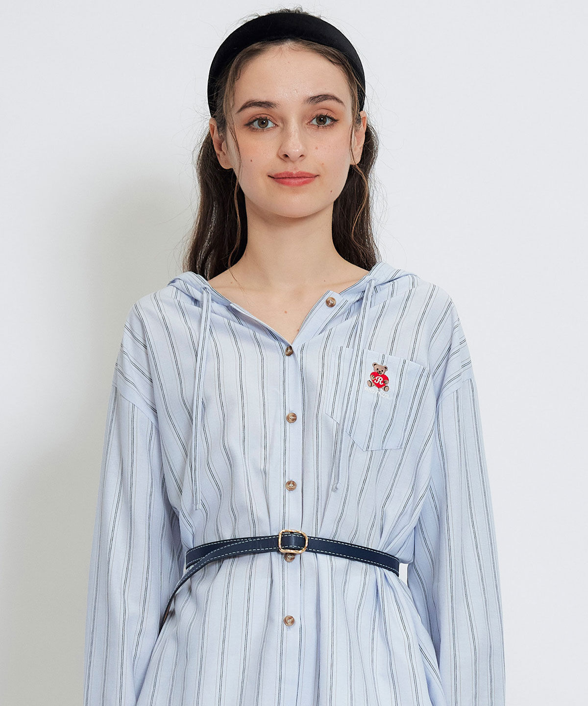 REDYAZEL「Azelyハートストライプフードシャツブラウス」|シャツ・ブラウス|