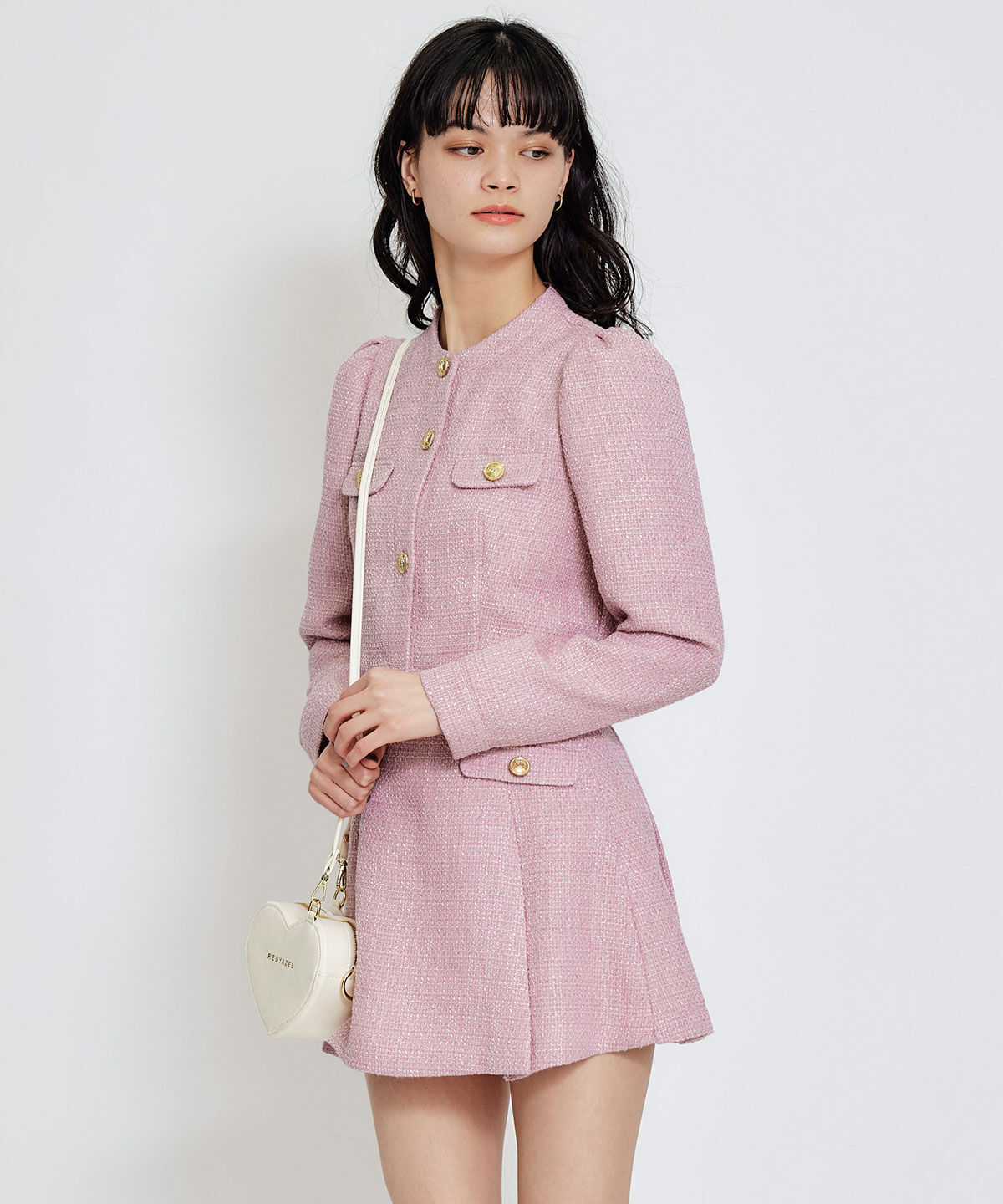 REDYAZEL「スプリングツイードノーカラージャケット」|ノーカラージャケット|