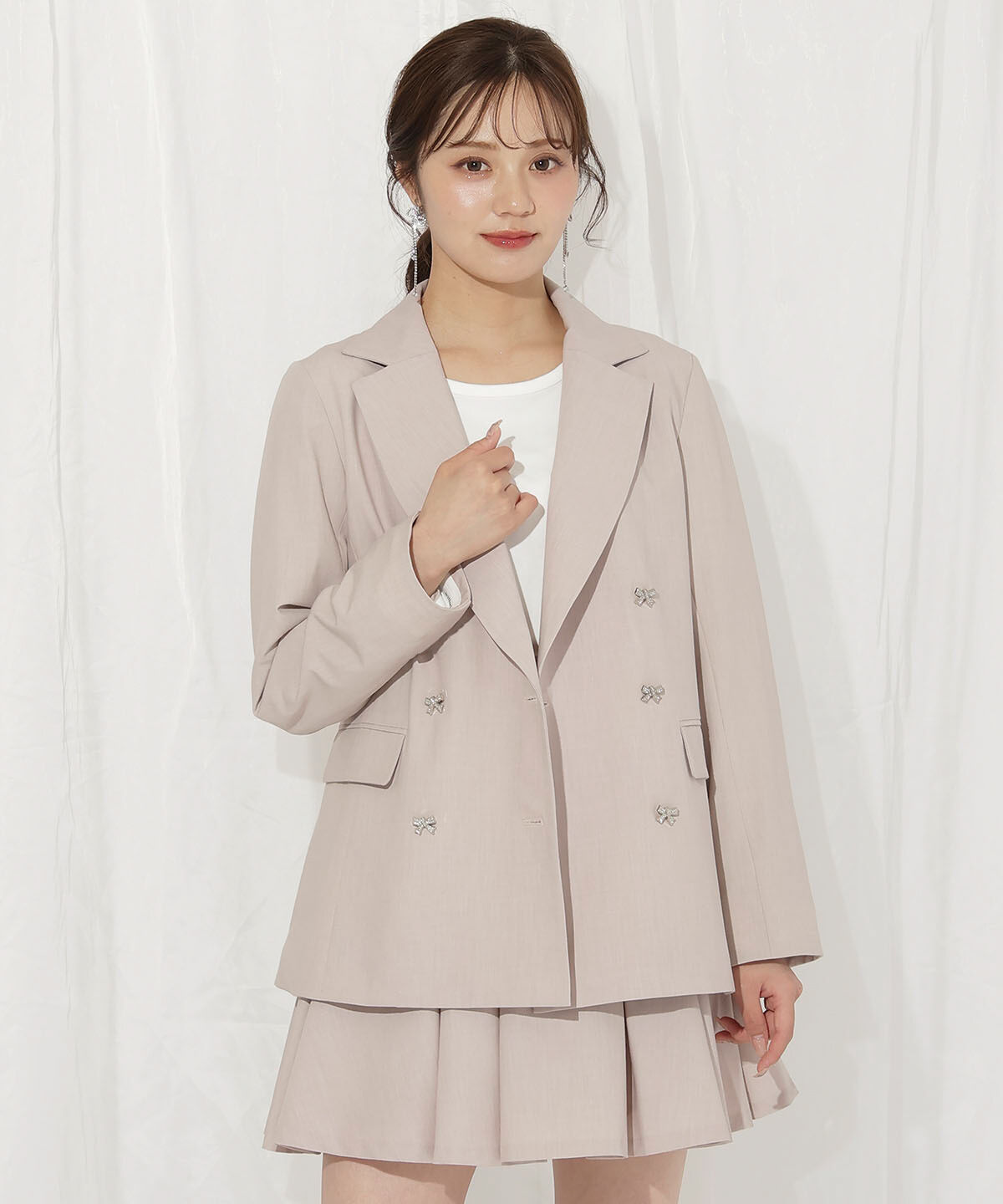 WILLSELECTION「リボンボタンジャケット」|テーラードジャケット|ピンク