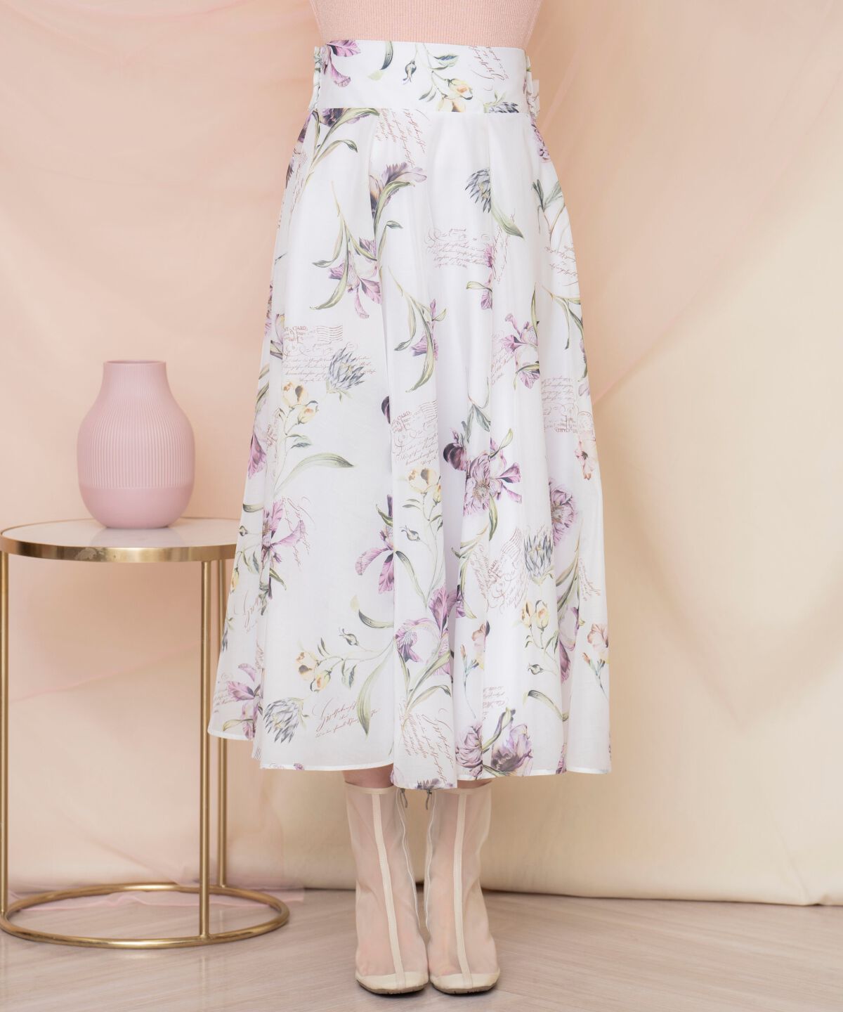 WILLSELECTION「ビッグリボンシアーフラワースカート」|フレア|