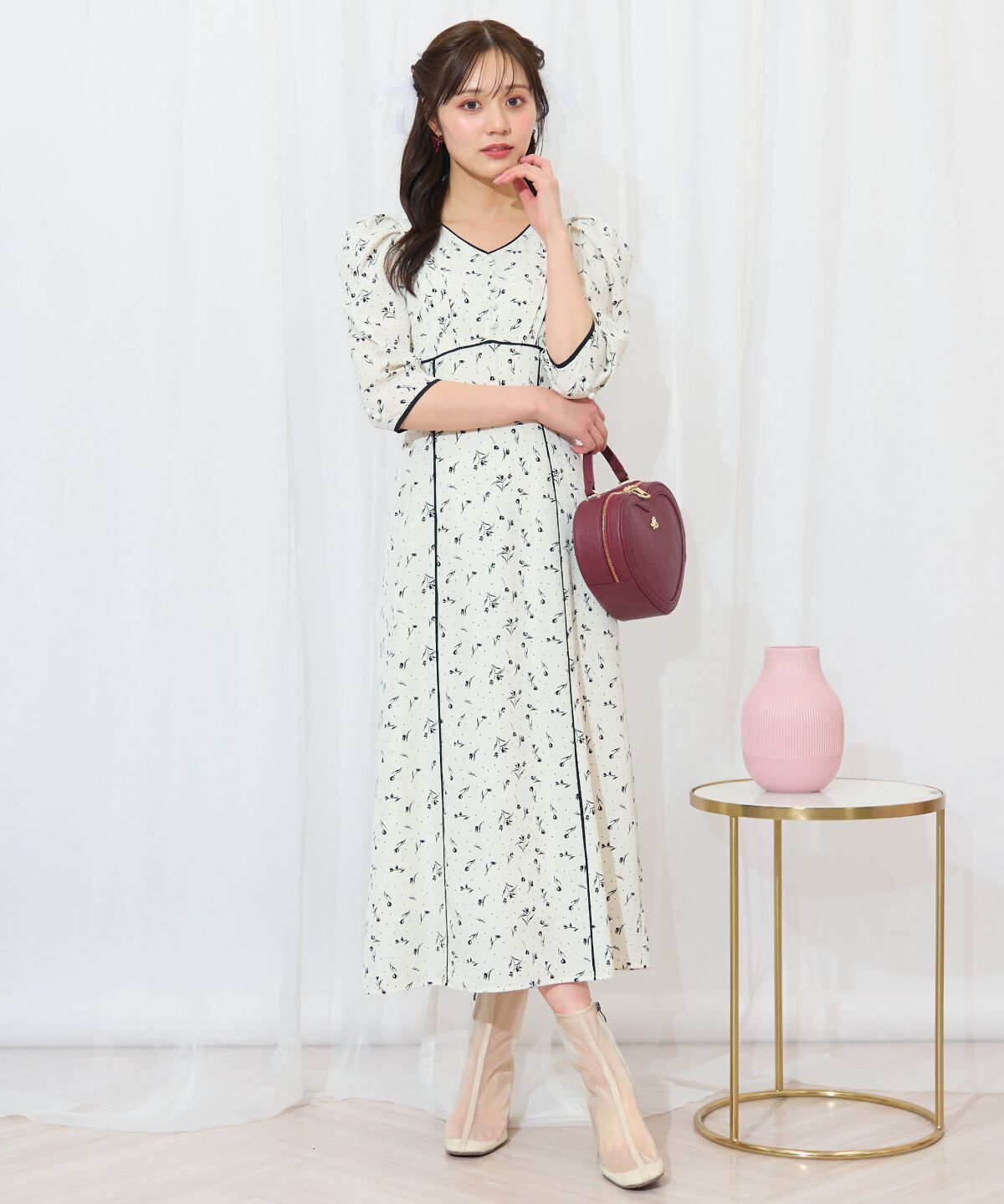 WILLSELECTION「フラワードットパイピングフレアワンピース」|ワンピース|