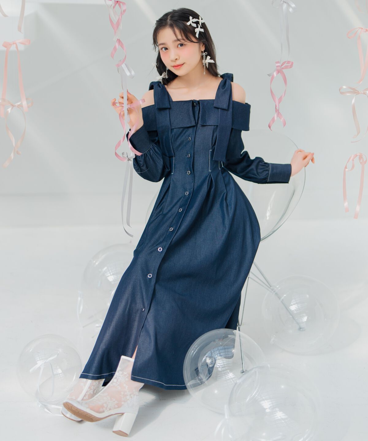 WILLSELECTION「ショルダーリボンタックウエストシャツワンピース」|ワンピース|