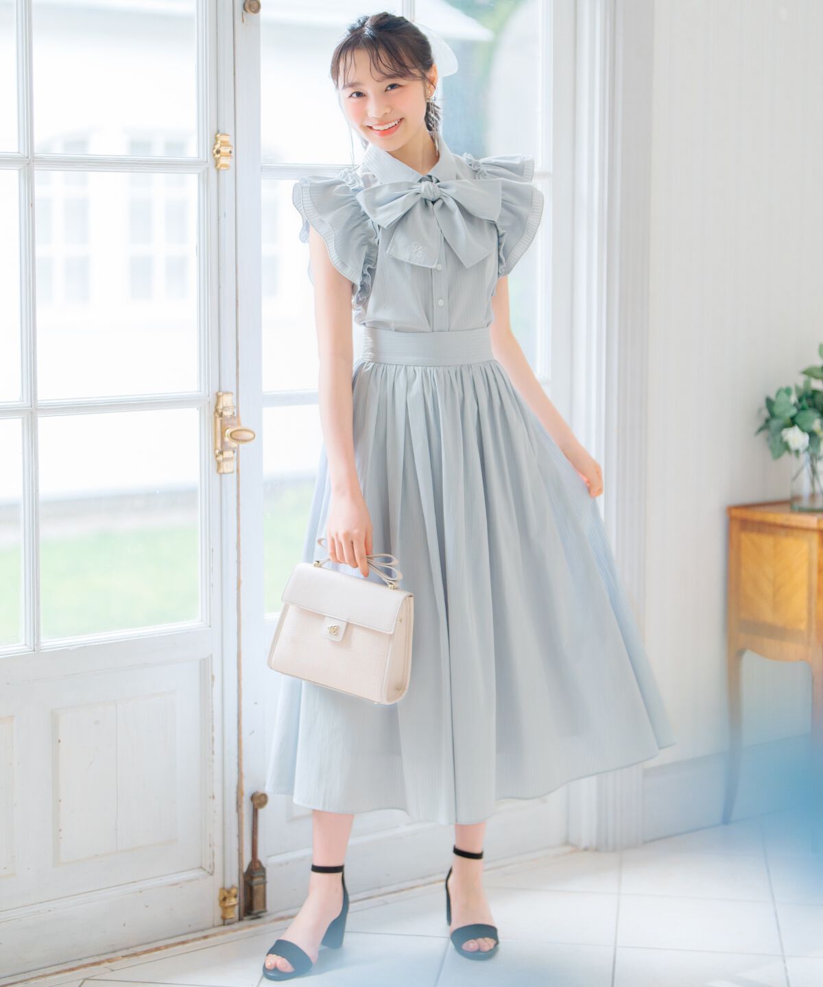 WILLSELECTION「バックレースアップストライプスカート」|フレア|