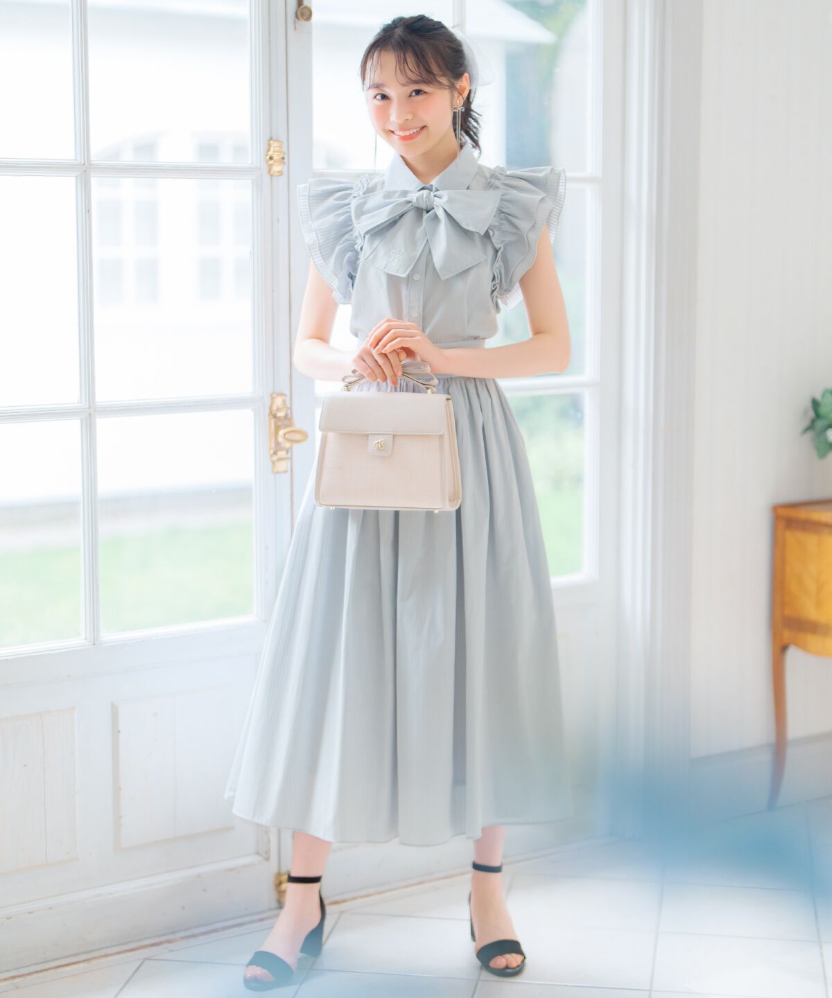 WILLSELECTION「バックレースアップストライプスカート」|フレア|