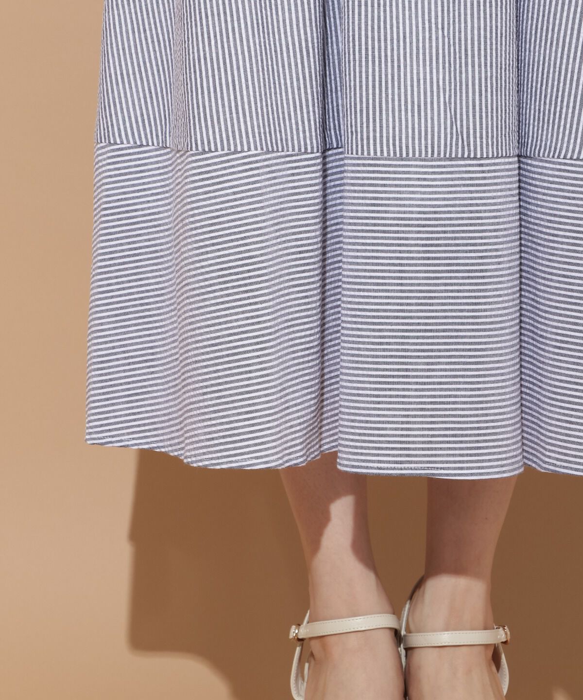 WILLSELECTION「ウエストシャーリングストライプワンピース」|ワンピース|