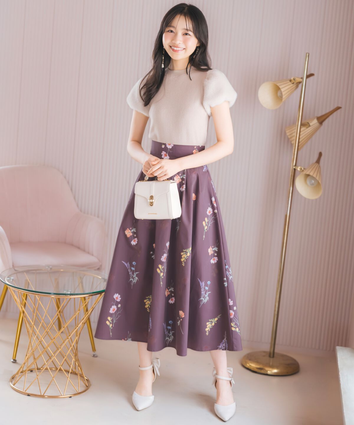 WILLSELECTION「オータムボタニカルフラワータックスカート」|フレア|