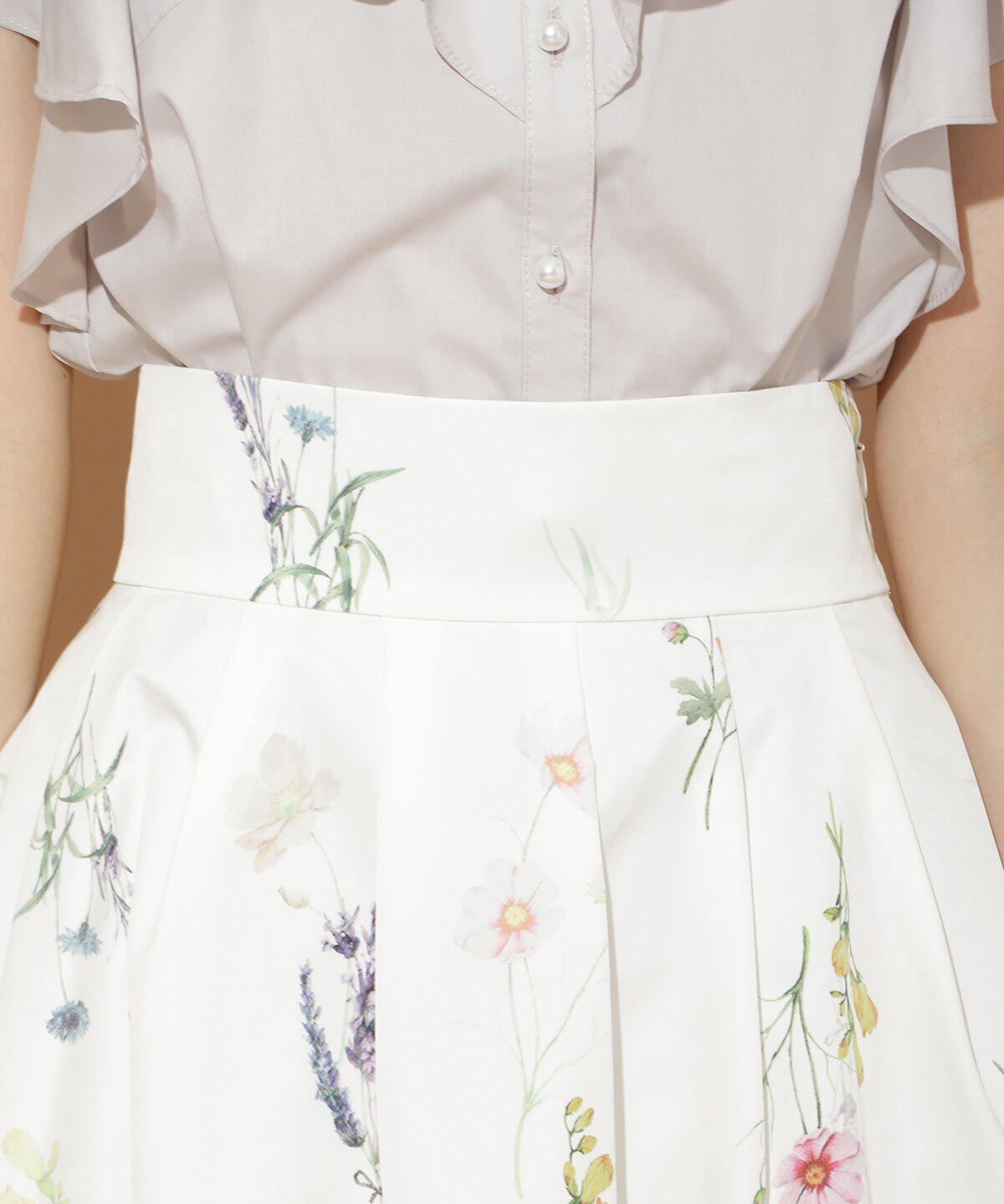 WILLSELECTION「オータムボタニカルフラワータックスカート」|フレア|