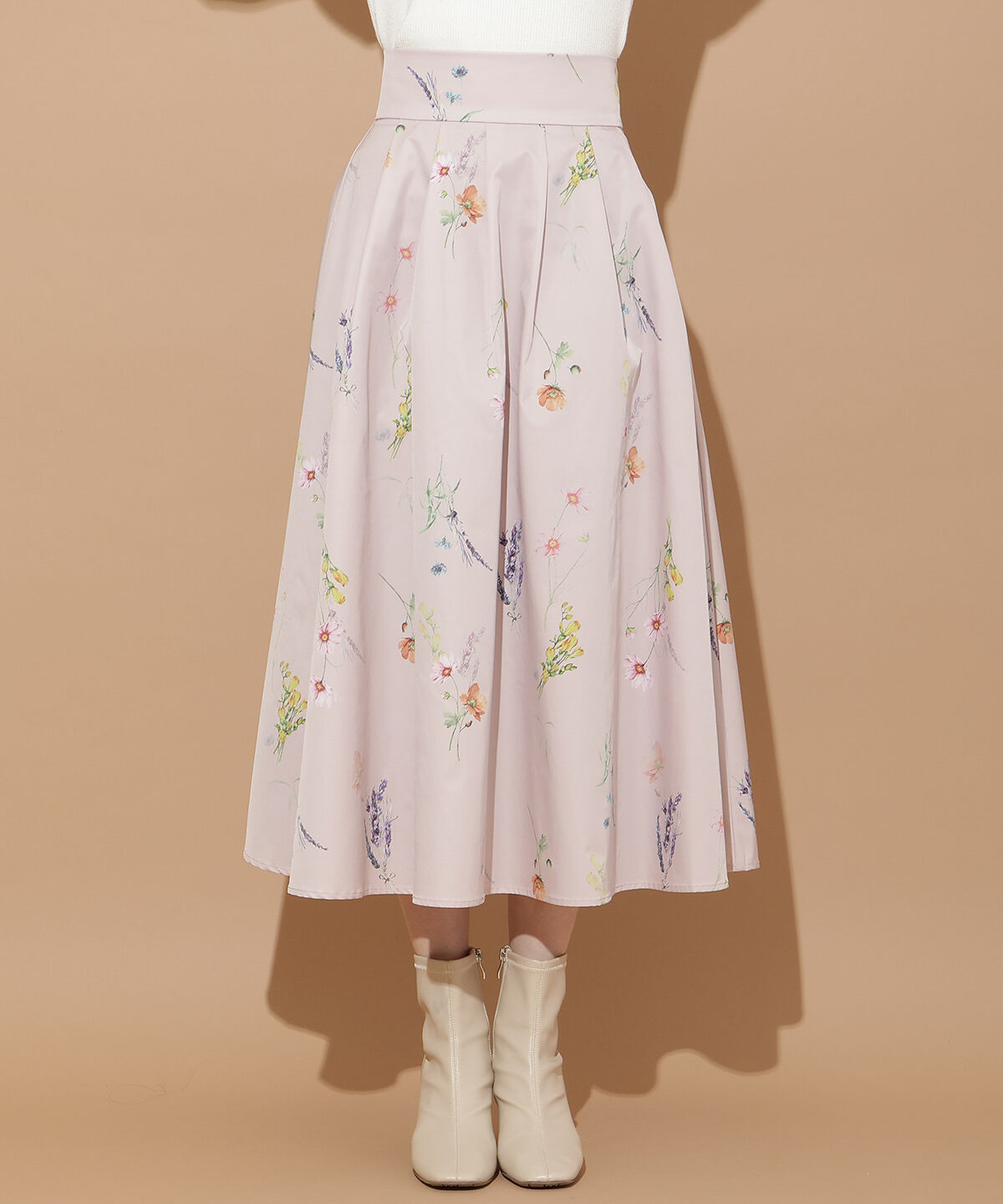 WILLSELECTION「オータムボタニカルフラワータックスカート」|フレア|