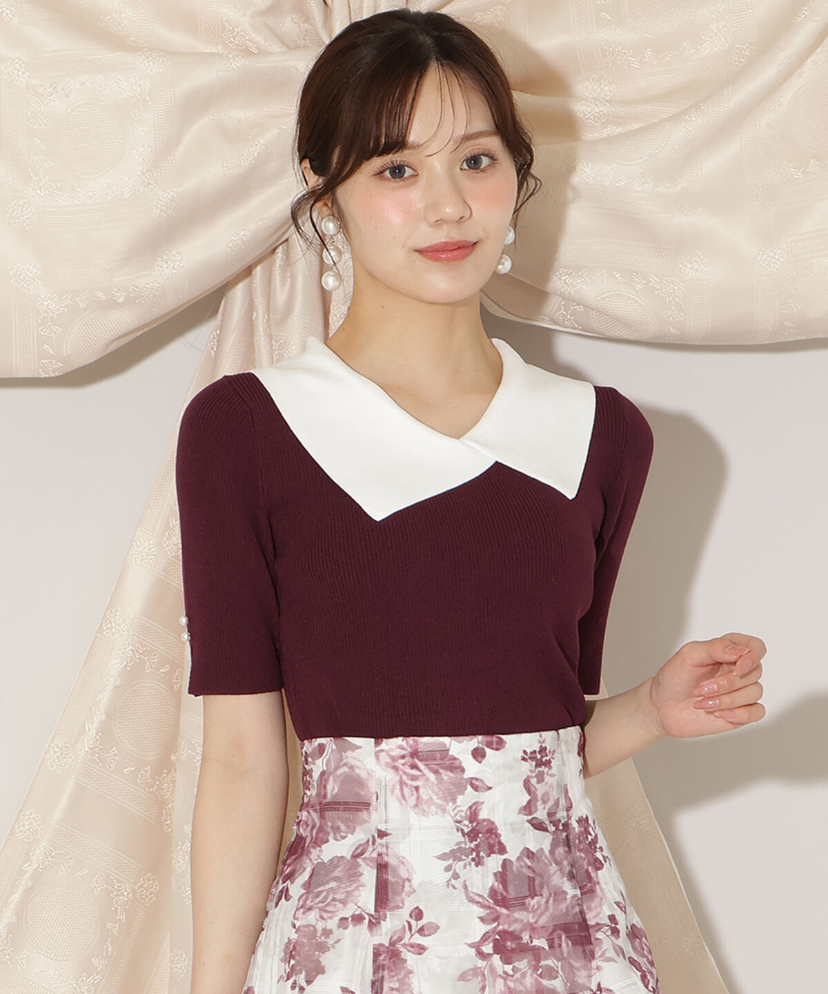 WILLSELECTION「アシメカラーリブニット」|ニット・セーター|ボルドー