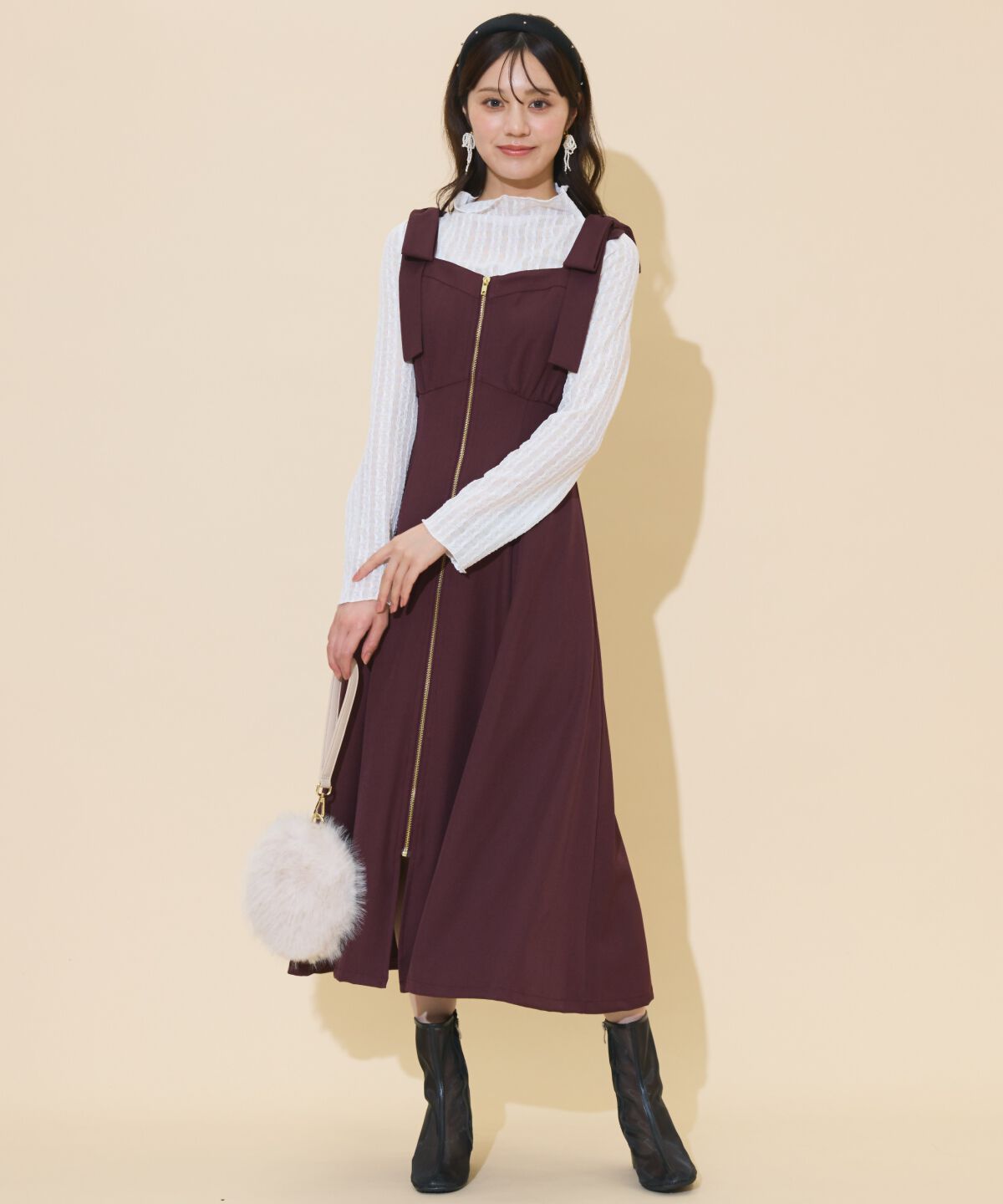 WILLSELECTION「ショルダーリボンフロントZIPワンピース」|ワンピース|