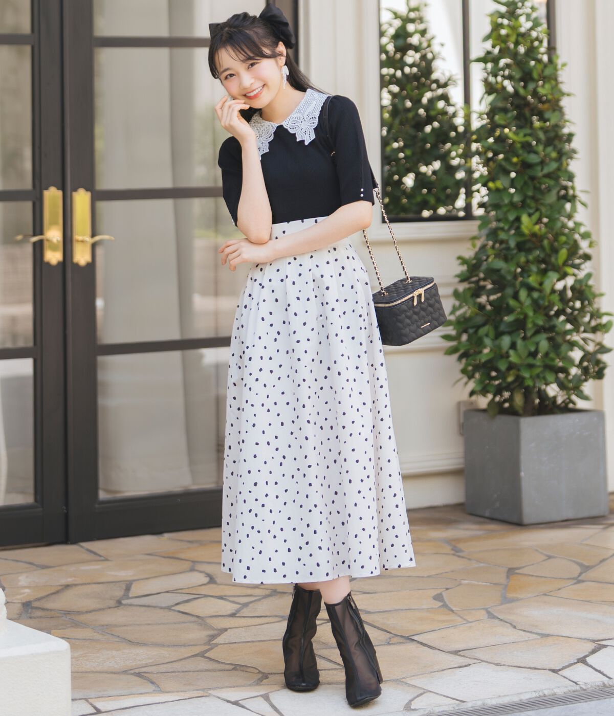 WILLSELECTION「ダルメシアンプリントボリュームタックスカート」|フレア|