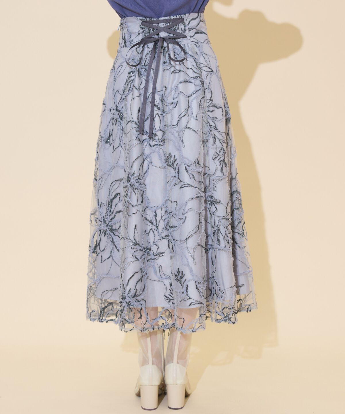 WILLSELECTION「ラメ刺繍チュールフレアスカート」|フレア|