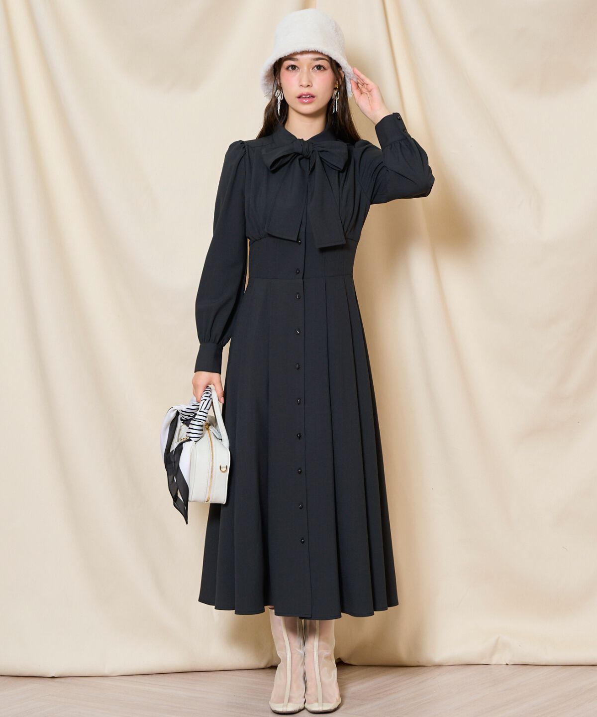 WILLSELECTION「リボンタイコルセットシャツワンピース」|ワンピース|ﾁｬｺｰﾙｸﾞﾚｰ