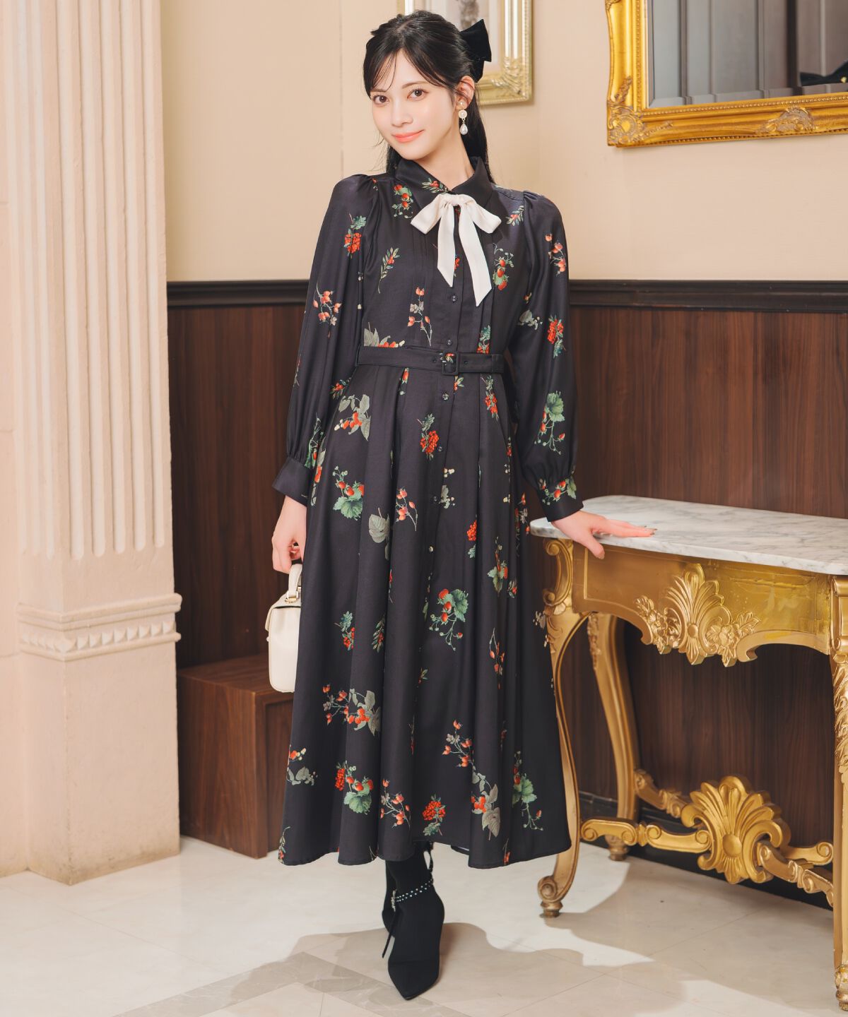 WILLSELECTION「ウィンターボタニカルリボンタイワンピース」|ワンピース|