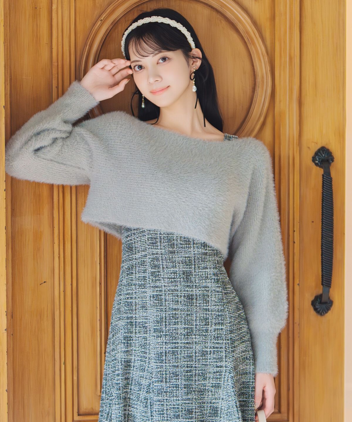 WILLSELECTION「カットツイードワンピース&times;フェザーニットSET」|ワンピース|