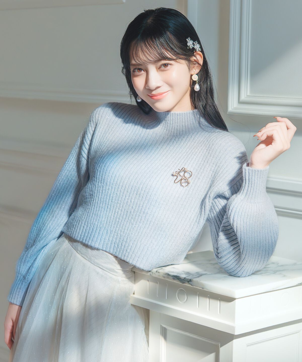 WILLSELECTION「ブローチ付きクロップドラメニット」|ニット・セーター|