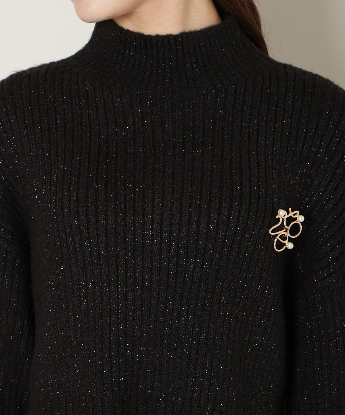 WILLSELECTION「ブローチ付きクロップドラメニット」|ニット・セーター|