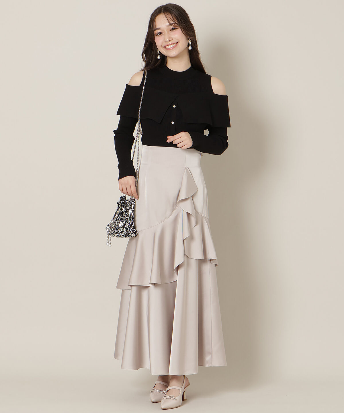 WILLSELECTION「オープンショルダーレイヤードニット」|ニット・セーター|