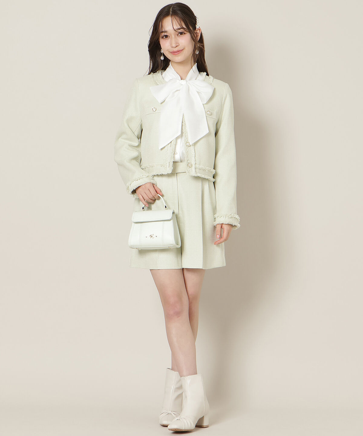 WILLSELECTION「ノーカラーフリンジツイードジャケット」|ノーカラージャケット|