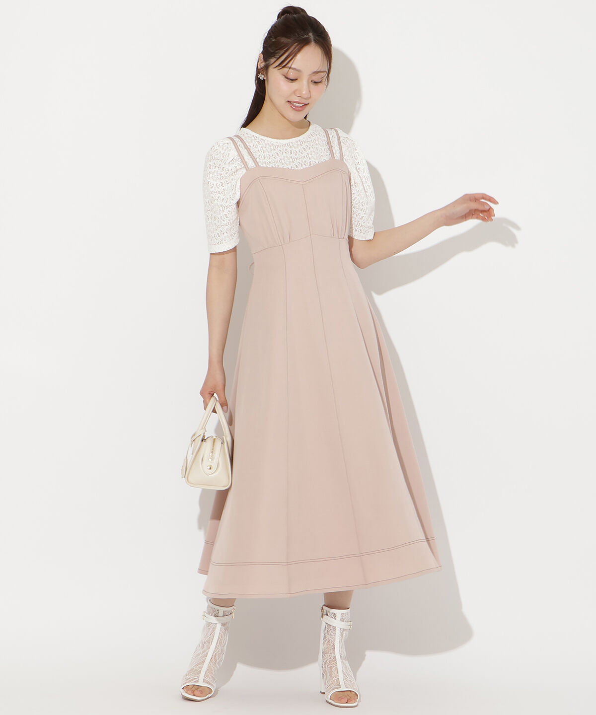 WILLSELECTION「ステッチデザインフレアキャミワンピース」|ワンピース|ピンク