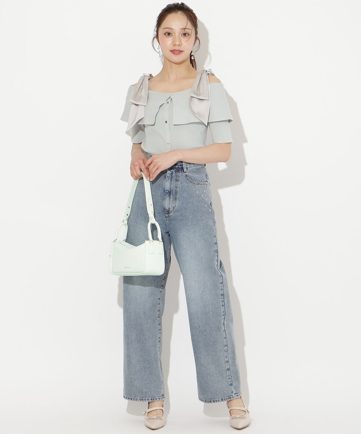 WILLSELECTION「ビジューポケットワイドデニムパンツ」|デニム|