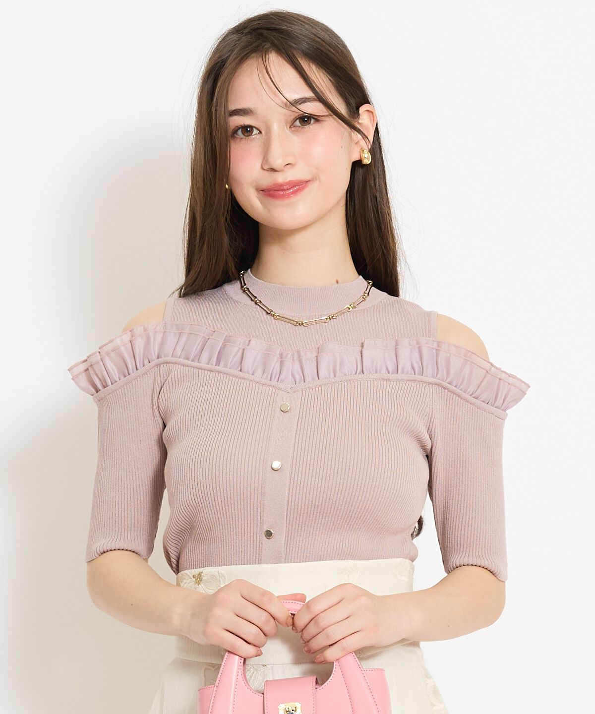 WILLSELECTION「フリルレイヤードリブニット」|ニット・セーター|ピンク