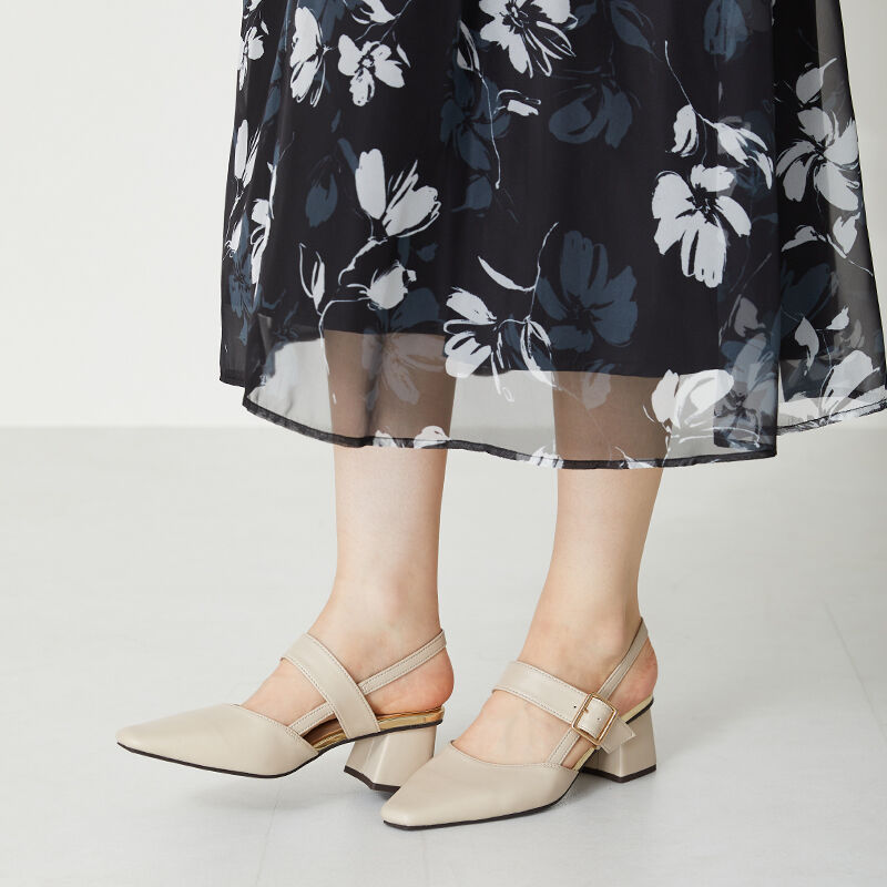 ORiental TRaffic「変形ヒールバックストラップパンプス/31314」|パンプス|BEIGE