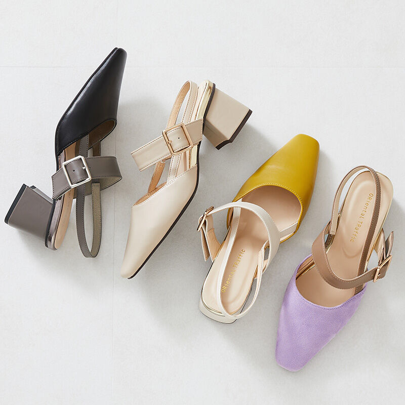 ORiental TRaffic「変形ヒールバックストラップパンプス/31314」|パンプス|YELLOW