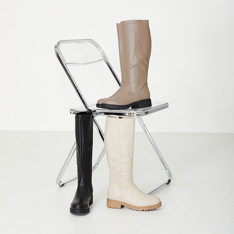 ORiental TRaffic「タンクソール ロングブーツ /31501 ボリュームソール ストレッチ」|ロングブーツ|WHITE