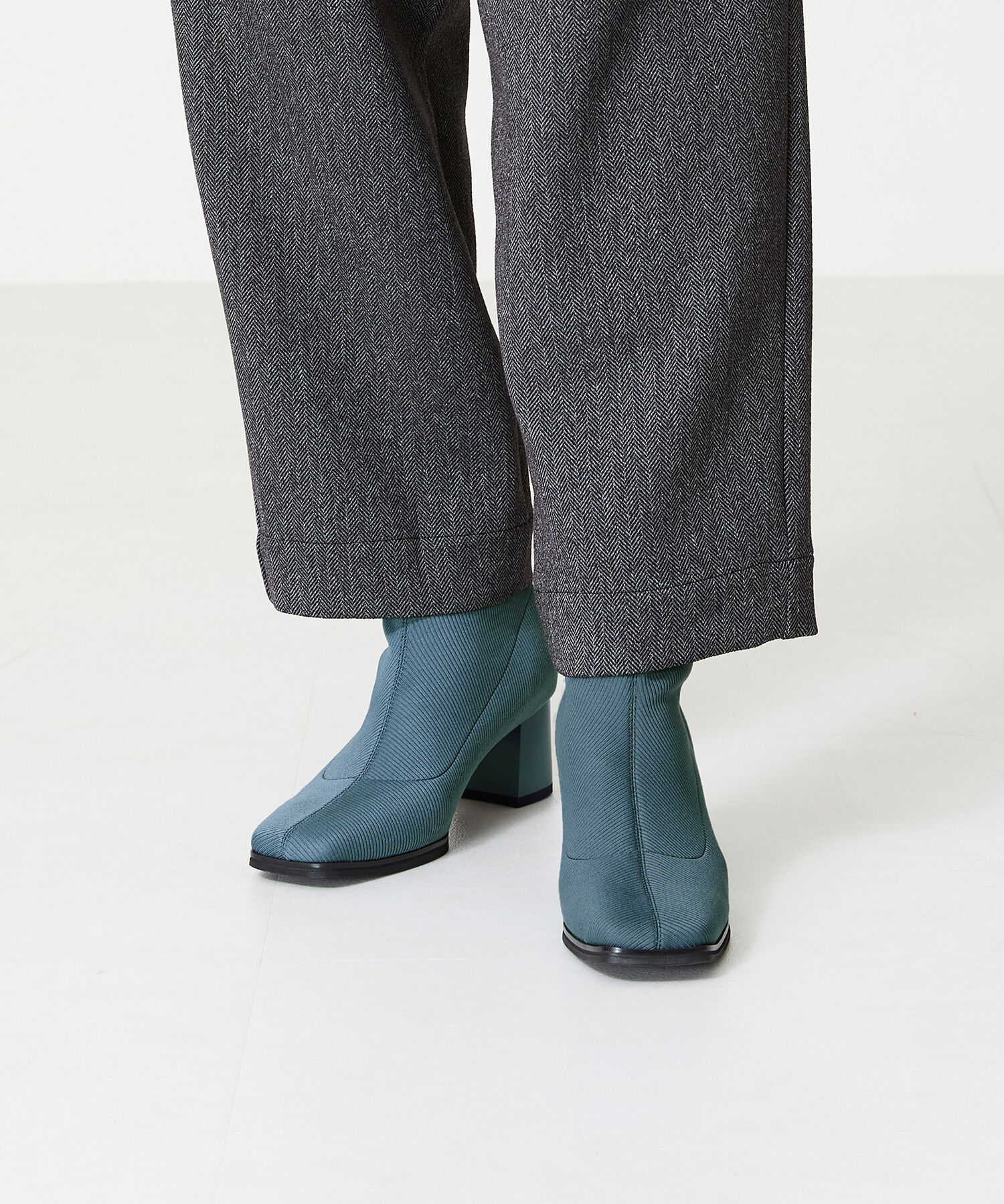 ORiental TRaffic「スクエアトゥ ニットブーツ /41407 柔らかい」|ショートブーツ|