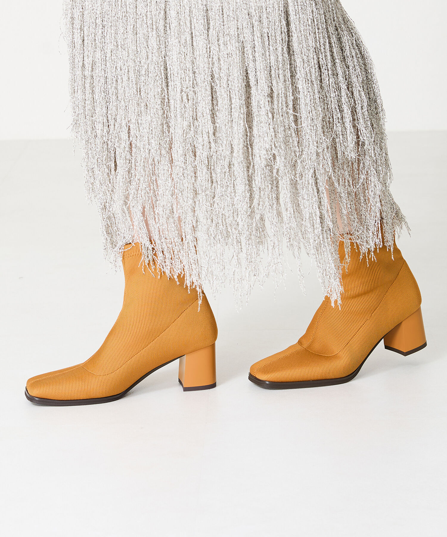 ORiental TRaffic「スクエアトゥ ニットブーツ /41407 柔らかい」|ショートブーツ|