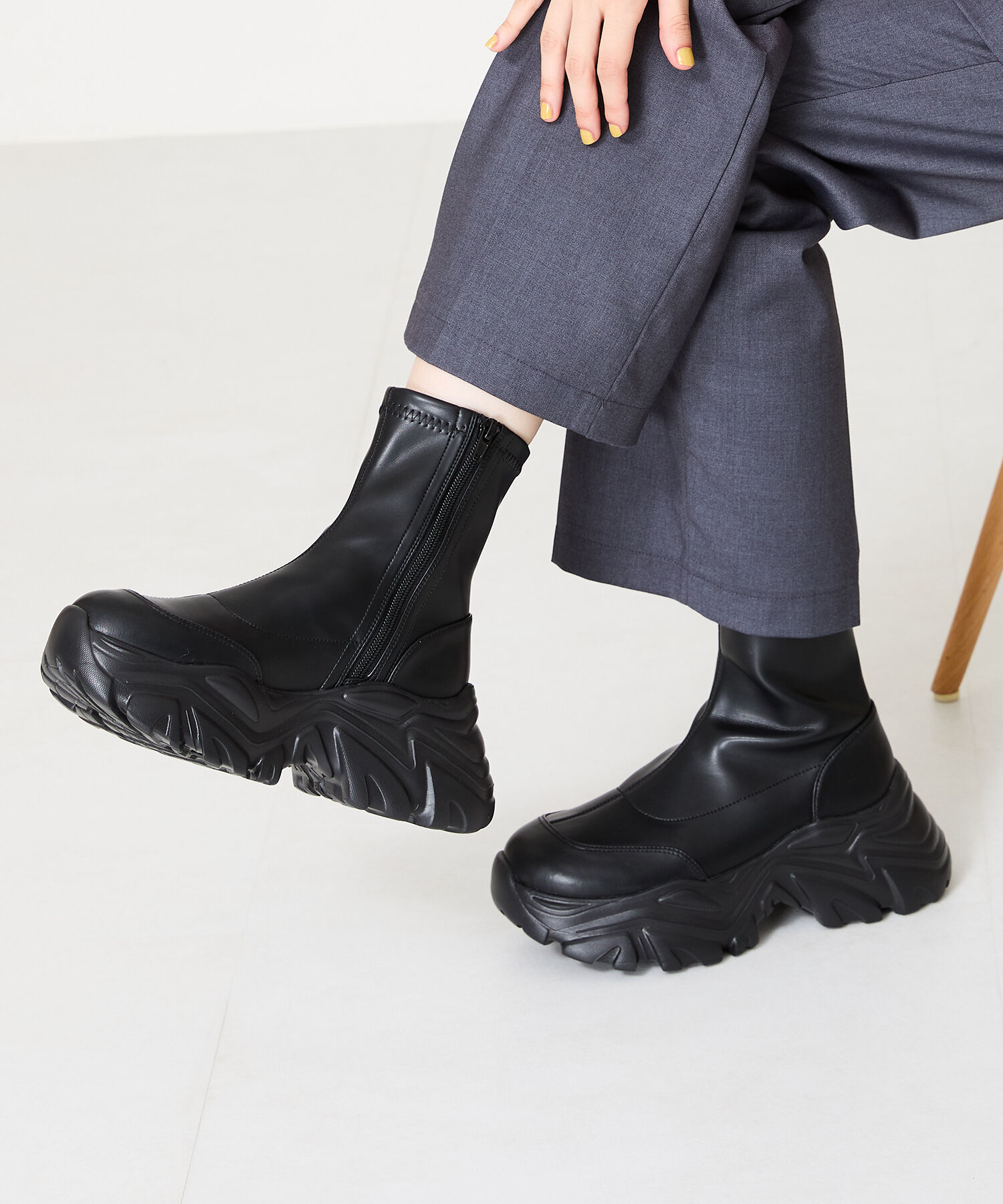 ORiental TRaffic「【 軽量 ・ 厚底 】 スニーカーソール ショートブーツ /41412 ストレッチ 美脚」|スニーカー|