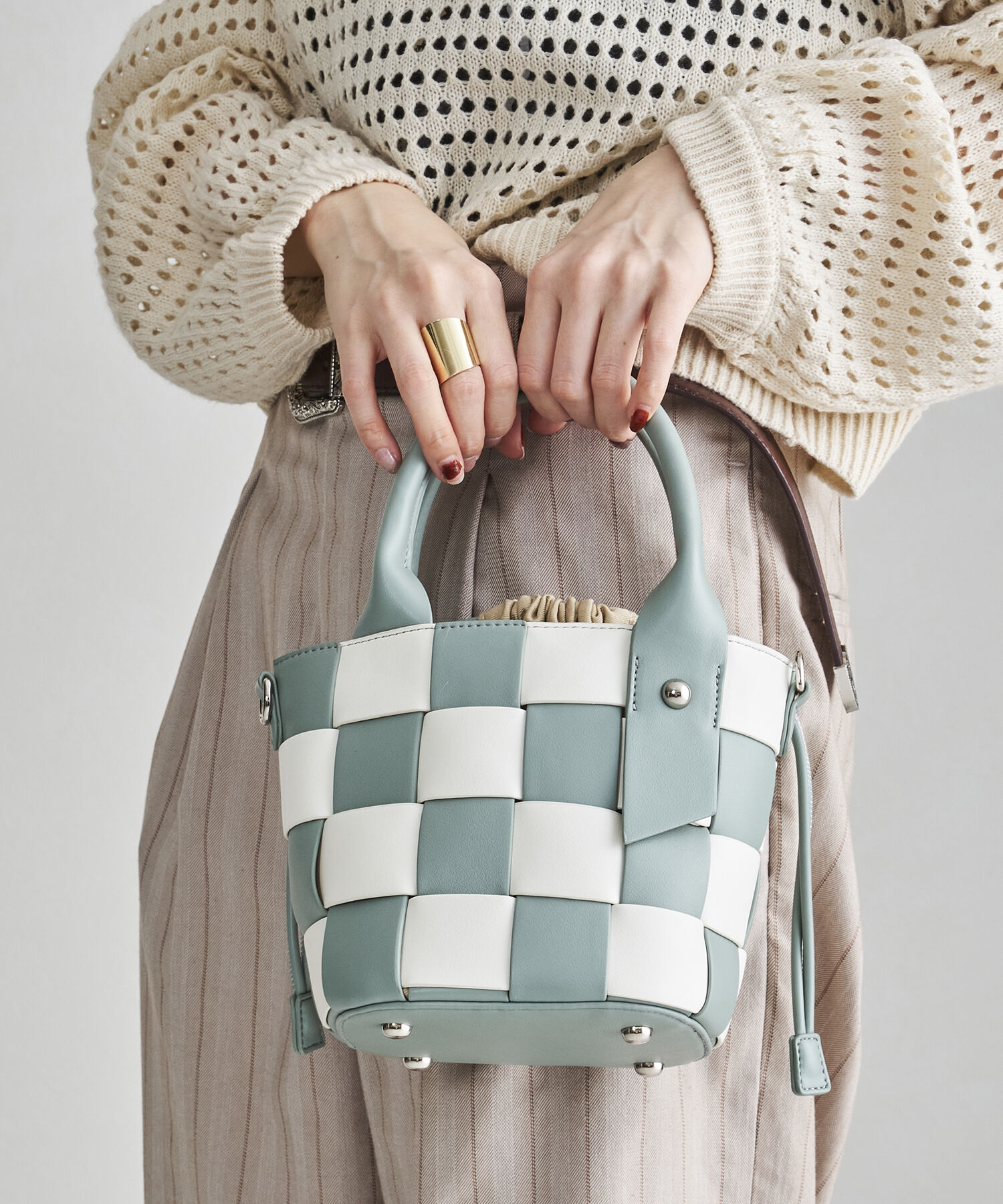 ORiental TRaffic「【BAG】編みデザインハンドバッグ/BA-229」|ショルダー・メッセンジャー|